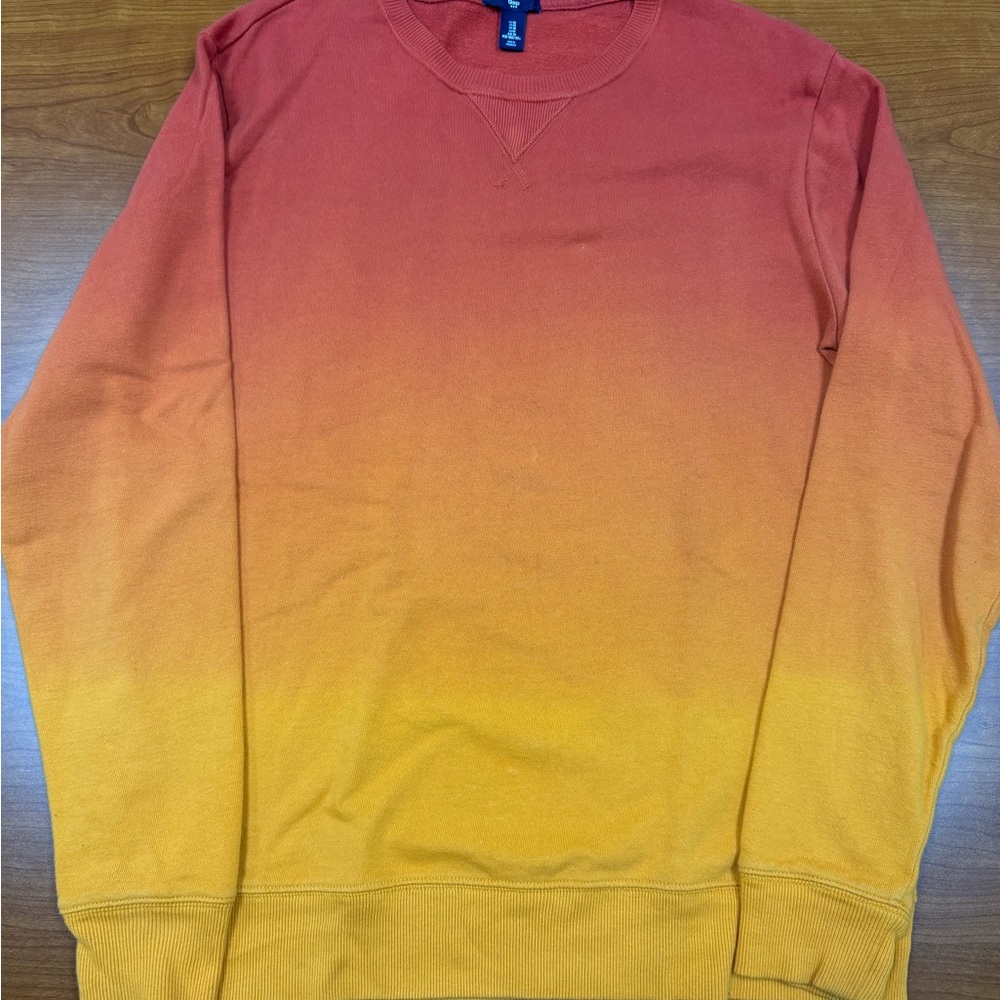 GAP Men's Gradient Red and Yellow Crewneck Sweater